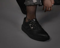 Black TUKskin Zipper Skull Pointed Creeper