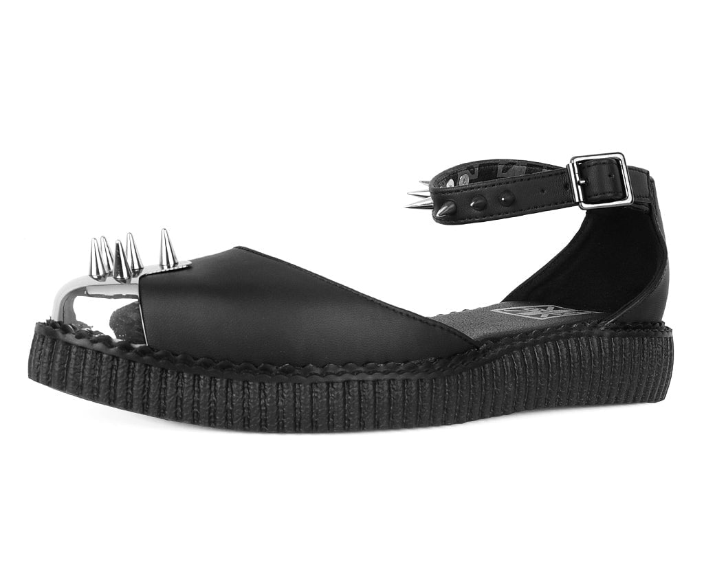 Black TUKskin Pointed Spikes Mary Jane Sandal