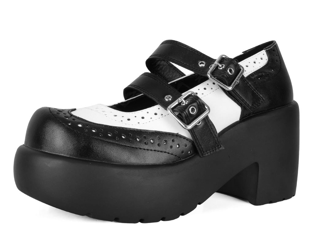 Black & White Brogue Bubble Mary Jane