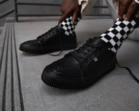 Black Leather Lace-Up Creeper Sneaker