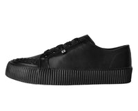 Black Leather Lace-Up Creeper Sneaker