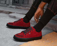 Red Suede Lace-Up Creeper Sneaker