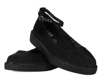 Black Pointed Ballet Ankle Strap Creeper