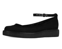 Black Pointed Ballet Ankle Strap Creeper