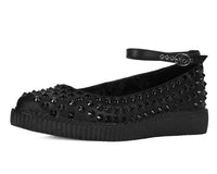 Black Spiked Pointed Ballet Ankle Strap Creeper