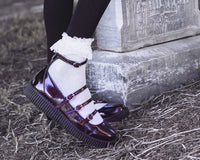 Burgundy Crinkle Patent Multi-Strap Viva Low Mary Jane