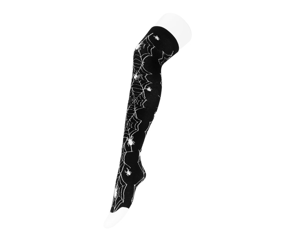 Black Knit Spider Thigh High Sock