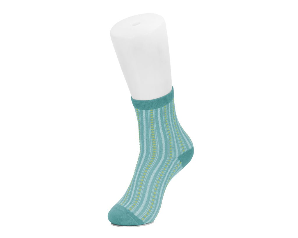 Teal Striped Polka Dot Socks