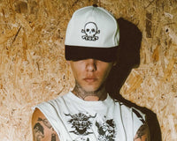 Black & Cream Skull Logo Hat