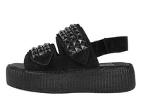 Black Suede Velcro Studded Sandal