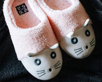 Pink & White Fuzzy Kitty Slipper