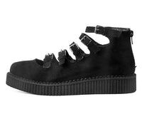 Black Faux Suede Multi-Strap Pointed Mary Jane Creeper