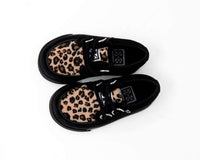 Black & Leopard 2-Ring Creeper Toddler Sneaker