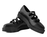 Black TUKskin™ Pointed 3-Strap Mary Jane