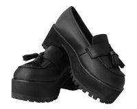 Black TUKskin™ Fringe Loafer Platform