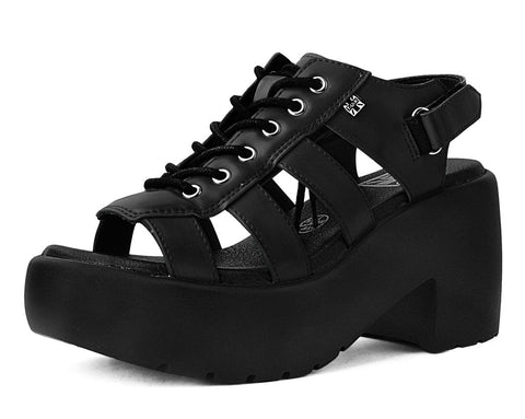 Black Lace Up Bubble Heel