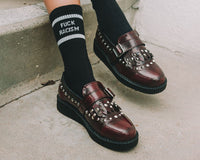 Burgundy Rub Off Studded Loafer