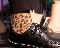 Leopard Khaki Crew Sock