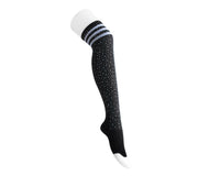 Black Varsity Rhinestone Over-The-Knee Sock